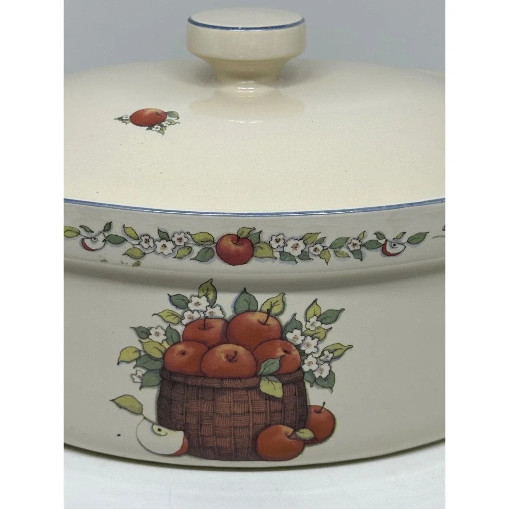 VTG International China Co Casserole Dish Cream Apple Orchard Susan Winget 1995